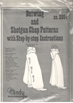 an advertisement for sewing and shotgun chap patterns with step - by - step instructions