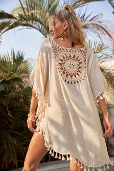 Stile Boho Chic, Beach Blouse, Summer Bathing Suits, Beige Boho, Styl Boho, Beach Wear Dresses, Beach Swimsuit, Swimsuit Cover Ups, Dress Cover