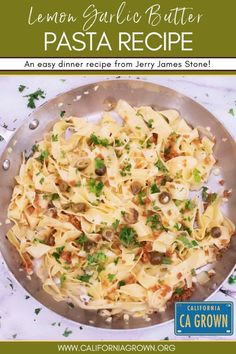 the cover of lemon garlic butter pasta recipe