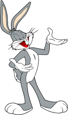 an image of a cartoon rabbit with his arms out and eyes wide open, pointing at something