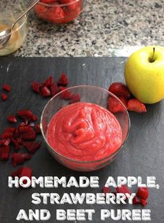 homemade apple, strawberry and beet puree