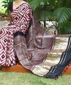 Ajrakh Sarees, Shibori Sarees, Cotton Sarees Online, Ajrakh Prints, Silk Saree Kanchipuram, Block Print Saree, Shibori Dye, Party Sarees