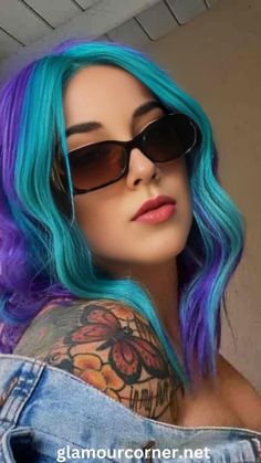 Blue Money Piece Hair, Blue Money Piece, Blue And Purple Hair, Blue Money, Money Piece Hair, Vivid Hair, Haircut Inspo, Vivid Hair Color