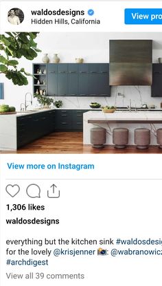 an instagram post from the kitchen designer