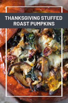 thanksgiving stuffed roast pumpkins with text overlay