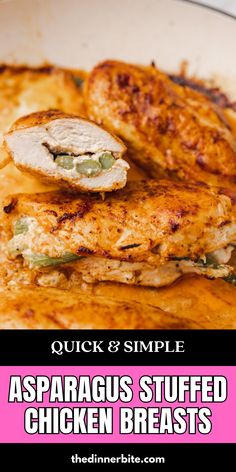 Looking for a delicious meal that's quick and easy to make? 😋 Try these Quick & Simple Asparagus Stuffed Chicken Breasts for a scrumptious dinner that's sure to impress! 🍴 With juicy chicken wrapped around creamy asparagus, your taste buds will be dancing. Check out the recipe now! 🎉