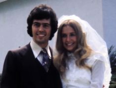 a bride and groom posing for a photo