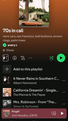 an iphone screen with the caption'70s in cali'on it