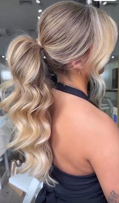 Wedding Guest Hairstyles Hollywood Waves, Braidsmade Hairstyle, Rehearsal Dinner Hair For Bride, Bridesmaid Hair Ponytail, Business Hair, Bridemaids Hairstyles, Cute Prom Hairstyles