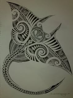 a drawing of a fish with intricate patterns on it