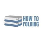 the logo for how to folding is shown on a white background with blue and gray stripes