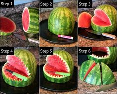 step by step instructions to make a watermelon shark