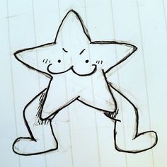 a drawing of a smiling star with arms and legs