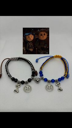 Check out my shop for more handmade bracelets 🧵💕 Handmade Coraline and Wybie inspired matching bracelets!  *SILVER PLATED* Coraline Birthday, Coraline And Wybie, Bracelets Silver, Gift For Her Birthday, Birthday Gift For Him, My Chemical, Coraline, Matching Bracelets, My Chemical Romance