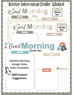 a printable morning planner with the words good morning and an image of flowers on it