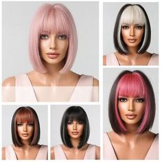 ad eBay - Female short straight multi-colored Bob full head natural wig - Buy Now, click the link (eBay) Wig Buy, Colored Bob, Colored Bobs, Natural Wigs, Female Shorts, Styling Products, Hair Length, Synthetic Wig, Wigs Hair Extensions