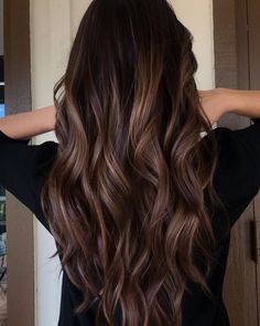 Hairstyles Highlights, Dark Brown Balayage, Peekaboo Highlights, Long Brunette Hair, Chocolate Hair, Long Brunette, Balayage Hair Dark, Dark Hair With Highlights, Hair Dark