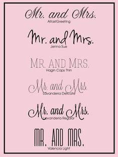 some type of calligraphy that is in black and white with the words mr and mrs