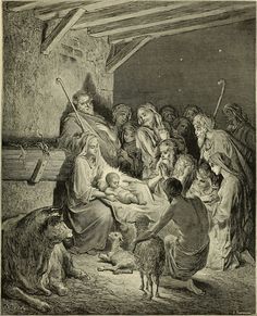 the birth of jesus is depicted in this engraving