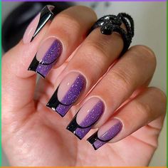 Purple Ombre Nails, Nagellack Trends, Nagel Tips, Fake Nails With Glue, Nail Supplies, Halloween Nail Art, Stick On Nails, Nail Art Hacks, Nail Art Inspiration