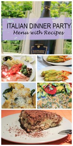 italian dinner party menu with pictures of different dishes