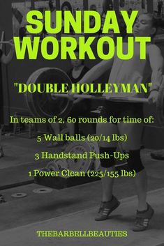 a flyer for a crossfit gym with the words sunday workout double hollyman