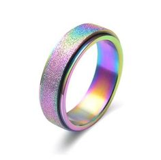 Spinner Fidget Anxiety And Stress Relief  Ring Rainbow / 6 Ring MelodyNecklace Hers And Hers, Hand Rings, Geometric Type, Spinning Rings, Worry Ring, Fidget Rings, Fashion Ring, Spinner Rings, Types Of Rings