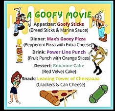 an advertisement for a movie with cartoon characters and food items on it, including pizza