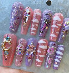 Ratchet Nails, Vanessa Cooper, Gyaru Nails, Pop Art Nails, Colored Acrylic Nails