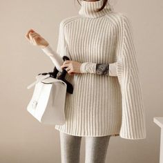 The design of High Neck is elegant and stylish. It is a big highlight of this sweater. If you wear it, the high quality fabric makes you very comfortable.Material: PolyesterSize: One SizeBust: 130cm, Length: 68cmColors: Gray, Black, BeigeCollar: High NeckSleeve: Long SleevesLength: RegularPattern: Pure ColorStyle: Fashion, SexyOccasion: Casual, Party, Street Casual Cape, Pullover Mode, Cape Sweater, Loose Coats, Cape Sleeves, Womens Turtleneck, Loose Outfit, Sweater Brands, Casual Sweaters