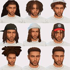 six different types of dreadlocks for males with various hair colors and hairs styles