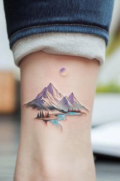 Blue Ridge Mountains Tattoo, Small Mountain Tattoo, Mountains Tattoo, Mountain Tattoo Design, Time Tattoos, Tree Tattoo, Blue Ridge Mountains, Creative Tattoos