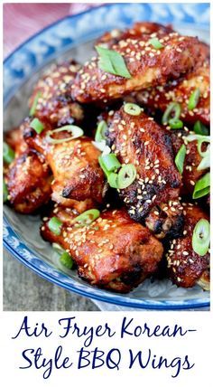 an air fryer korean style bbq wings with sesame seeds