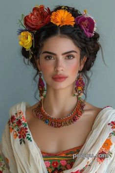 Hairstyle Latest, Mexican Hairstyles, Mexican Fashion, Flowers In Her Hair, Shotting Photo, Classic Hairstyles, New Hairstyle, Hair Detangler, Mexican Style