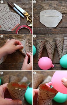 how to make an ice cream cone out of paper machs and colored eggs for easter