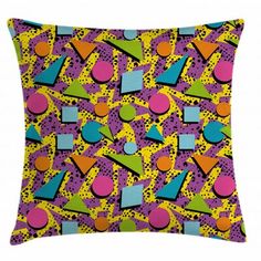 a pillow with colorful shapes on it