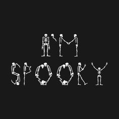 skeleton skeletons holding hands with the word spook written in white on a black background