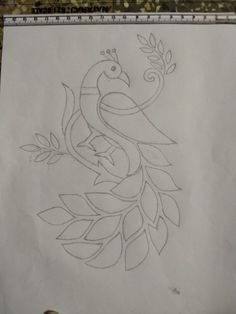 a drawing of a bird with leaves on it's back and the letter e in the middle