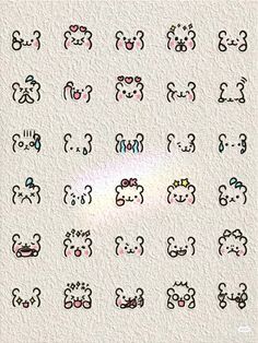 an assortment of emoticions on a white paper textured with watercolor paint