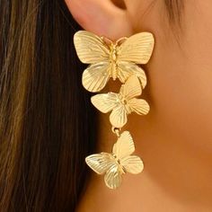 Questions? Leave A Comment Below! 60-31 Elegant Spring Butterfly Jewelry, Butterfly Earrings Gold, Free People Jewelry, Dream Style, Butterfly Earrings, Earrings Gold, Leave A Comment, Statement Earrings, Gold Earrings