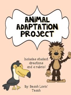 an animal with a speech bubble above it that says, animal application project includes student directions and a rubio