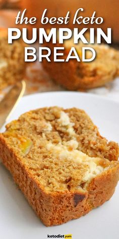 Bake this creamy Keto Pumpkin Bread recipe filled with cream cheese, nutmeg, cinnamon and a delicious pumpkin flavor. Low Carb Pumpkin Recipes, Desayuno Keto, Keto Diet Breakfast, Diet Breakfast Recipes, Keto Cake, Keto Dessert Easy