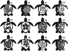 turtle stencils are shown in black and white, with different designs on them