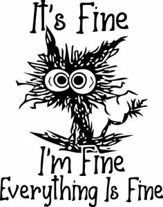 Im Fine Svg, Black Cat Svg, Im Fine, Cat Crazy, Cat Svg, Its Fine, I'm Fine, Funny Cartoon Quotes, Cartoon Quotes