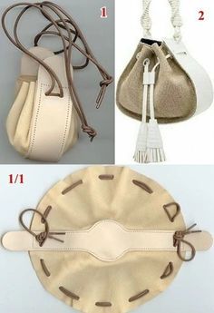 three pictures showing different types of purses and how to put them in the bag