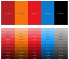 an image of the color scheme for different colors, including red, orange and blue