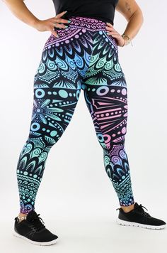 Oh Mandala - Casual - Full Leggings Casual Full Leggings Pawlie Squat Proof, Fade Color, Different Fabrics, White Fabrics, All Over Print, Polyester Spandex, New Zealand, Full Length, Leggings