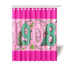 Pink and Green Alpha Kappa Alpha Shower Curtain With 1908 Wording Alpha Kappa Alpha Gifts, Alpha Kappa Alpha Sorority Paraphernalia, Stylish Shower Curtain, Skee Wee, Aka Sorority, Alpha Kappa Alpha Sorority, Sorority Life, Black Artwork, Sorority Gifts