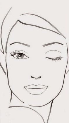 a drawing of a woman's face with her eyes closed and eyebrows drawn to the side