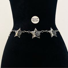 New Length: 45.7 Inch, Width: 1.6 Inch Material: Zinc Alloy Waist Chain Belt, Five Pointed Star, Star Moon, Waist Chain, Chain Belt, Zinc Alloy, Belts, Moon, Women Accessories